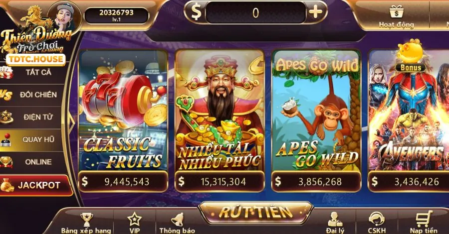 Giao diện trò chơi Nổ Hũ trên ứng dụng 123b ios